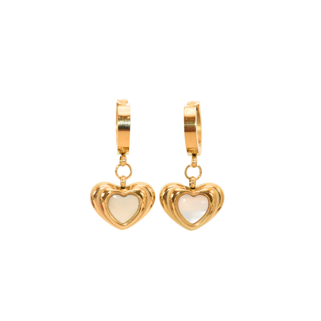 Golden Heartbeat Pearl Earrings