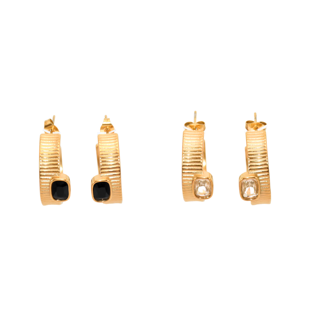 Gold Cerclet C-Hoop Earrings with Old Money Design