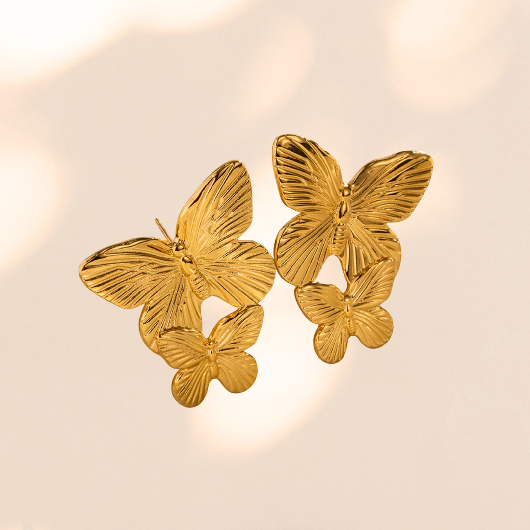 Gold Lepidoptera Butterfly Drop Earrings