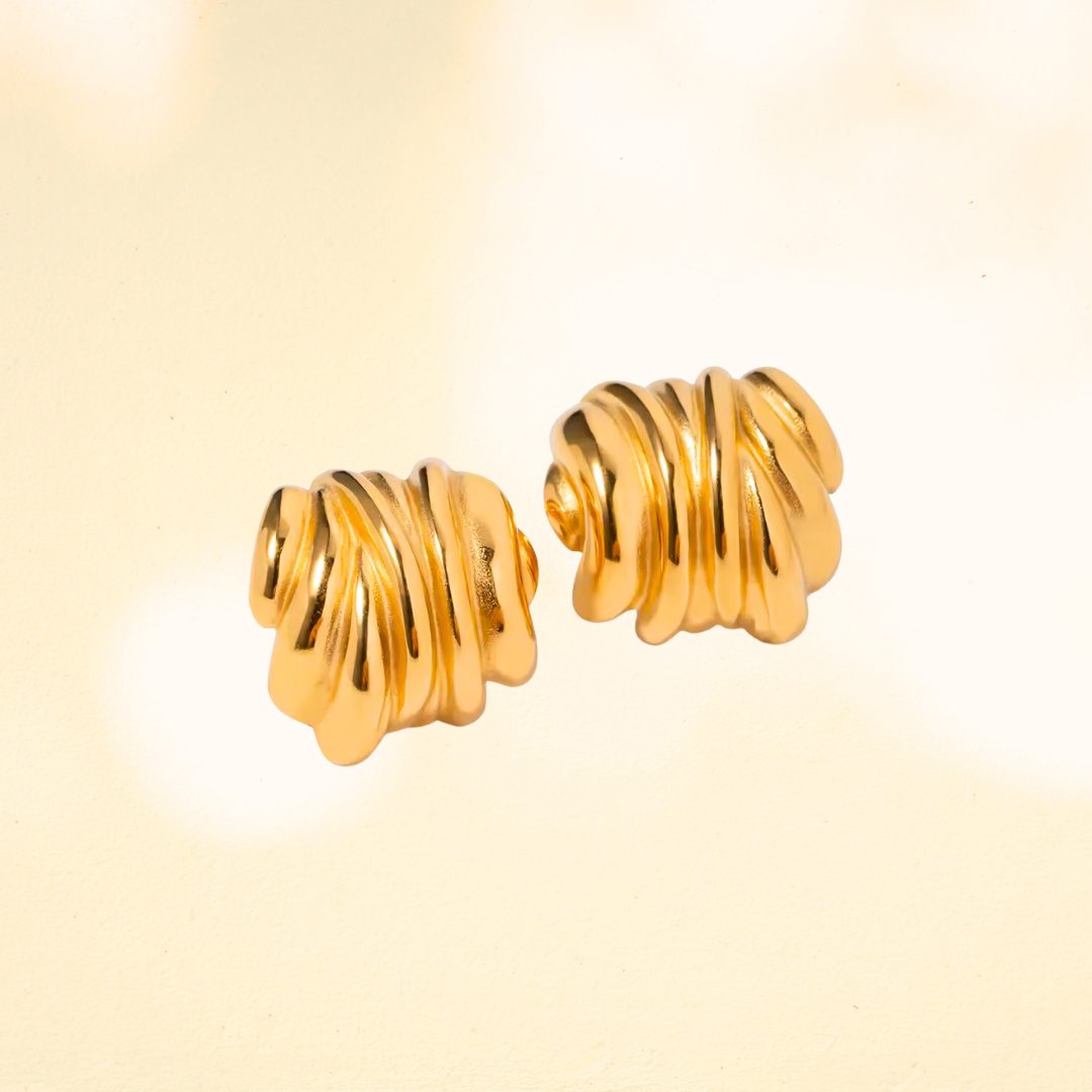 Gold Antique Old Money Stud Earrings