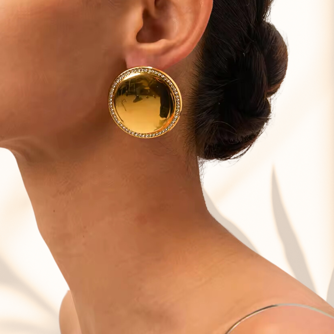 Rhinestone Zircon Smooth Geometric Stud Earrings
