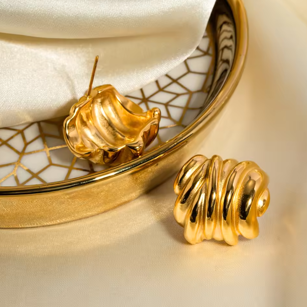 Gold Antique Old Money Stud Earrings