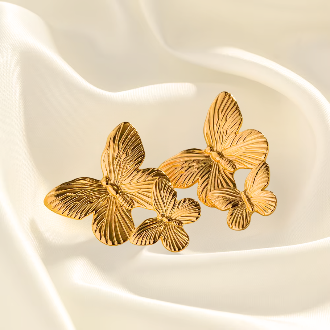 Gold Lepidoptera Butterfly Drop Earrings
