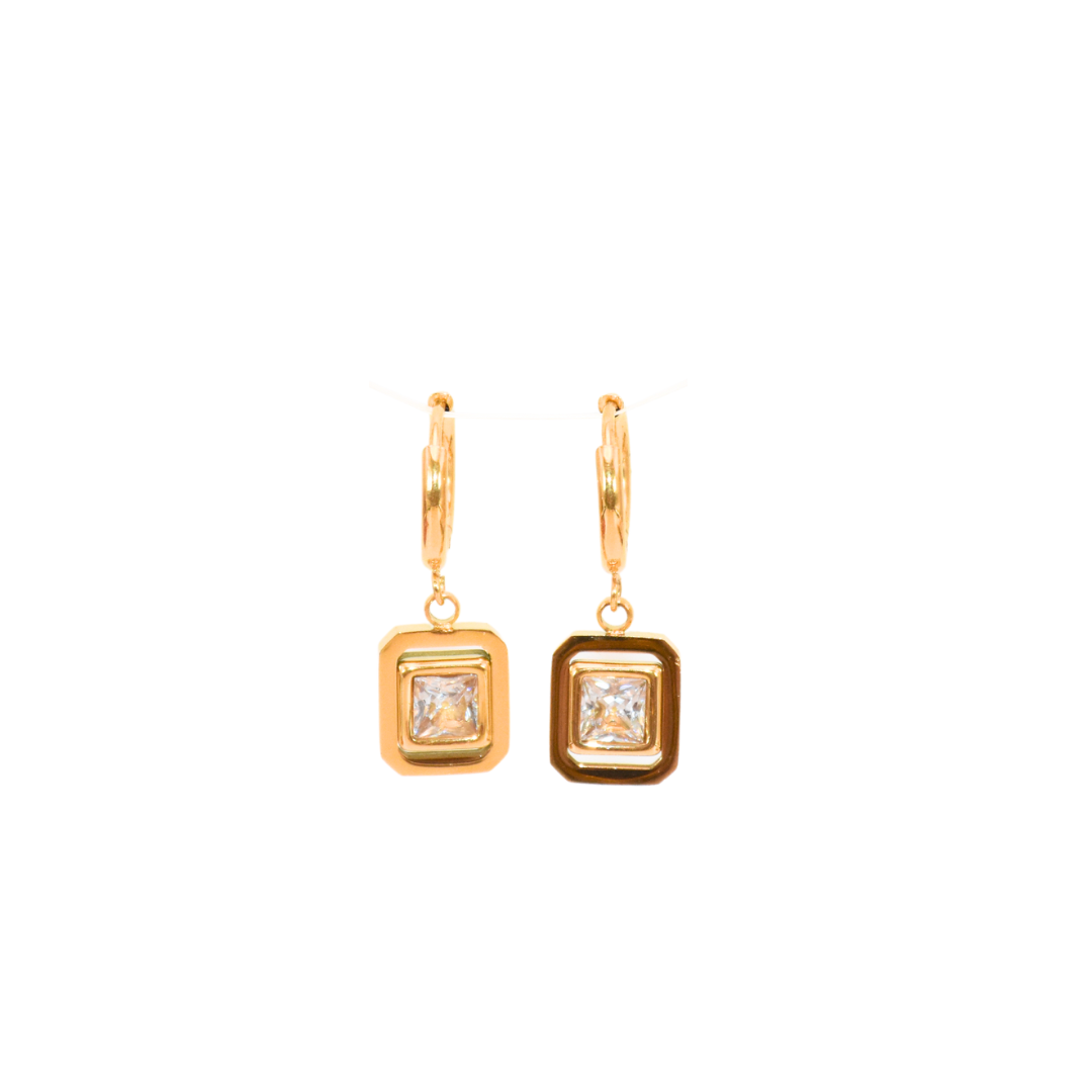 Golden Elegance Zirconia Huggie Earrings