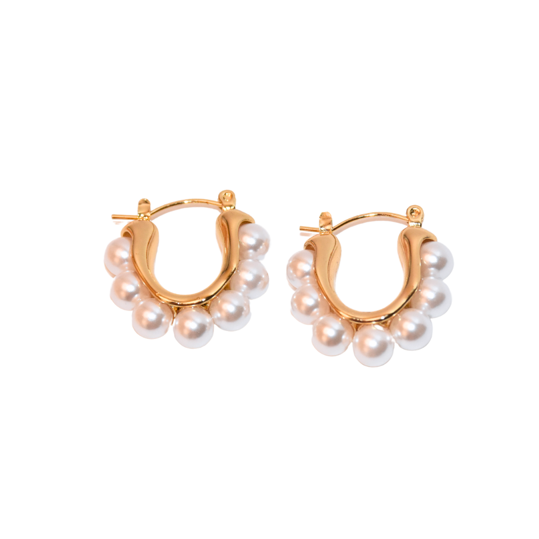 Gilded Pearl Cascade Plug Earrings