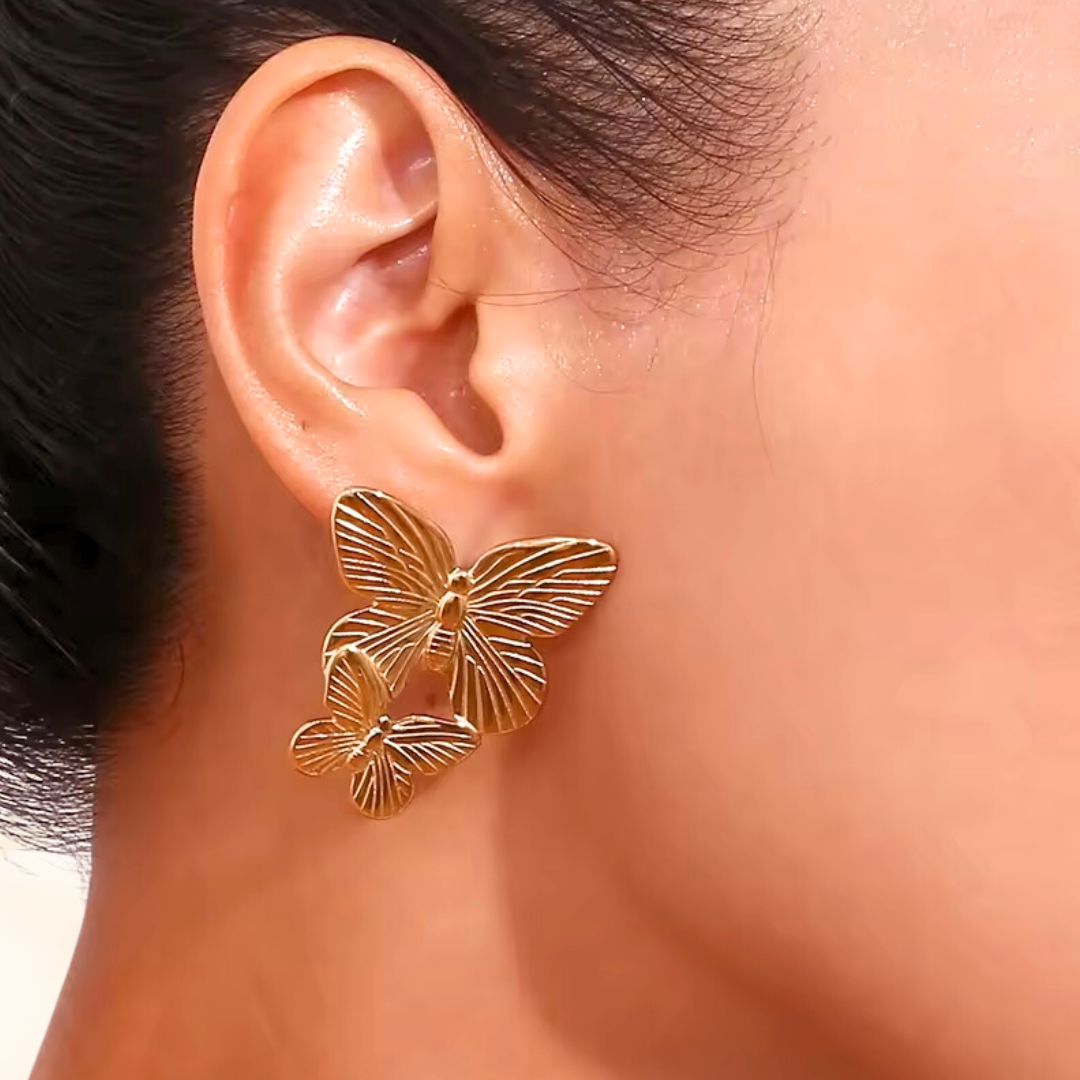 Gold Lepidoptera Butterfly Drop Earrings