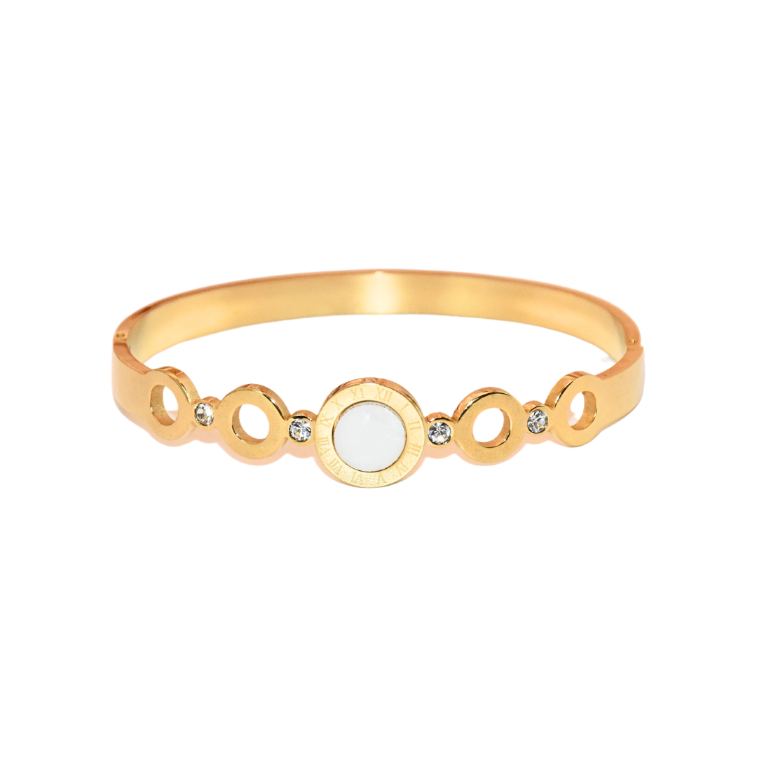 Luminous Seafoam CZ Hollow Bangle