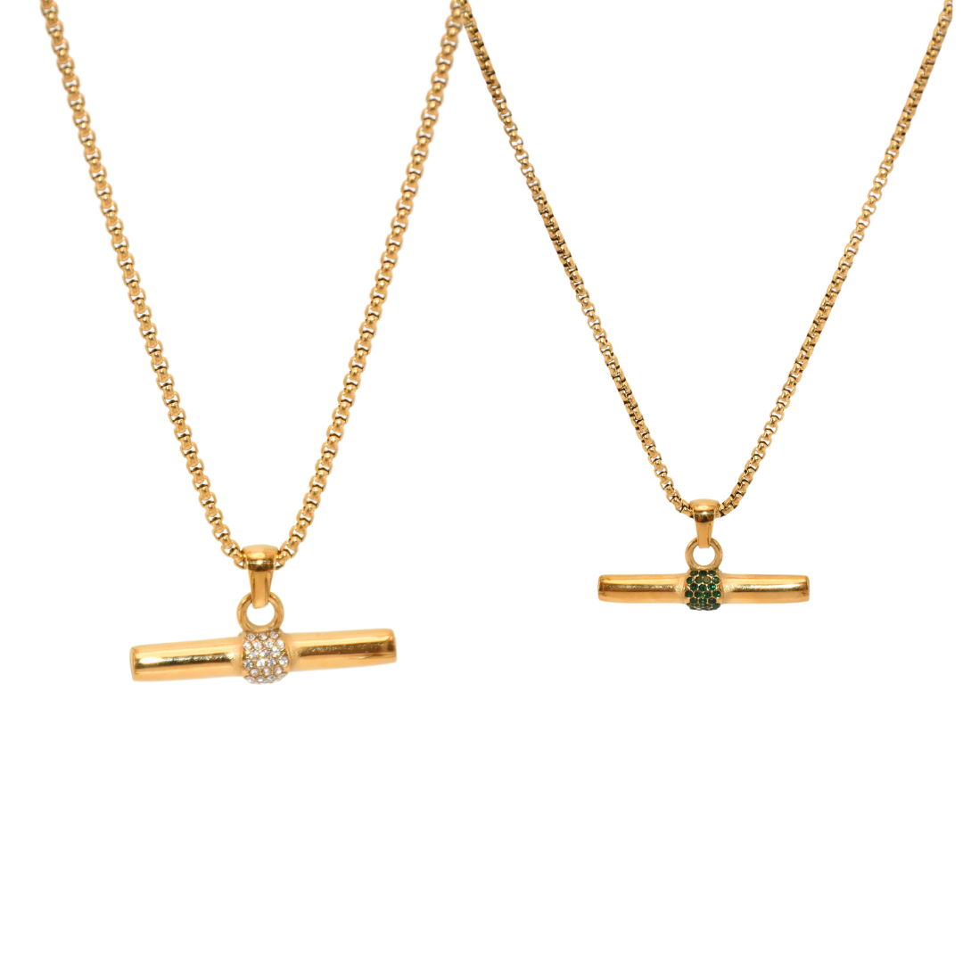Gold Zirconia Pendance Necklace