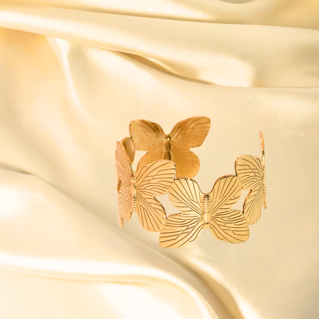 Golden Lepidoptera Butterfly Grande Bangle