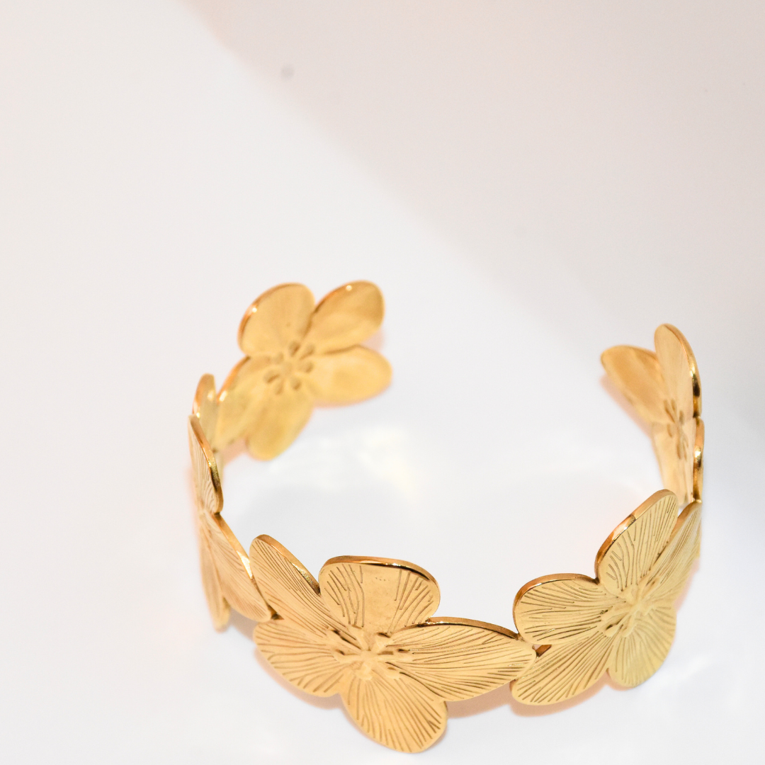 Golden Hellebore flower Grande Bangle
