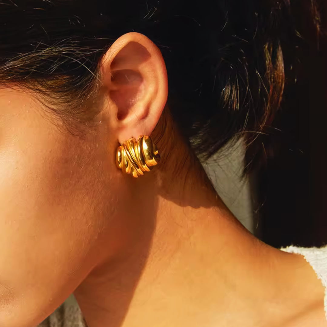 Gold Antique Old Money Stud Earrings