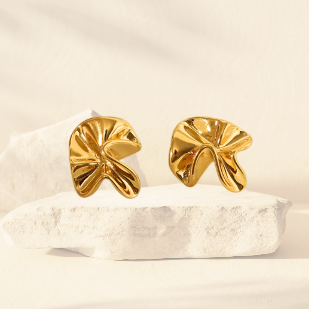 Gold Hibiscus Stud Earrings