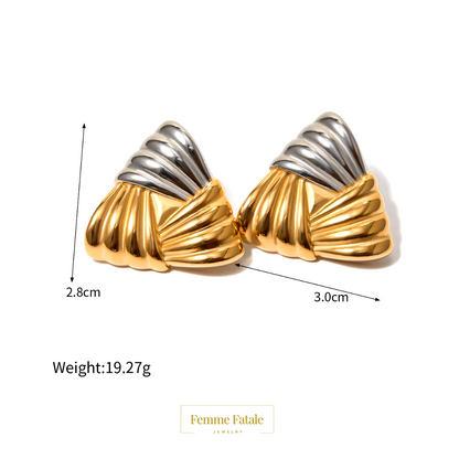 Two-Tone Triangle Chevron Studs