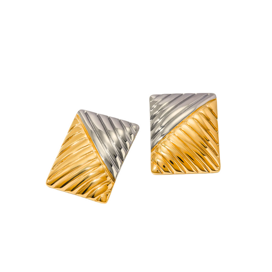 Two-Tone Elegance Chevron Studs