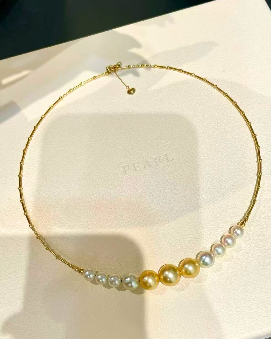 4A South Sea Golden Philippines & Akoya Round Necklace in 18K Gold - Graduated Necklace - Gold (6-10mm)
