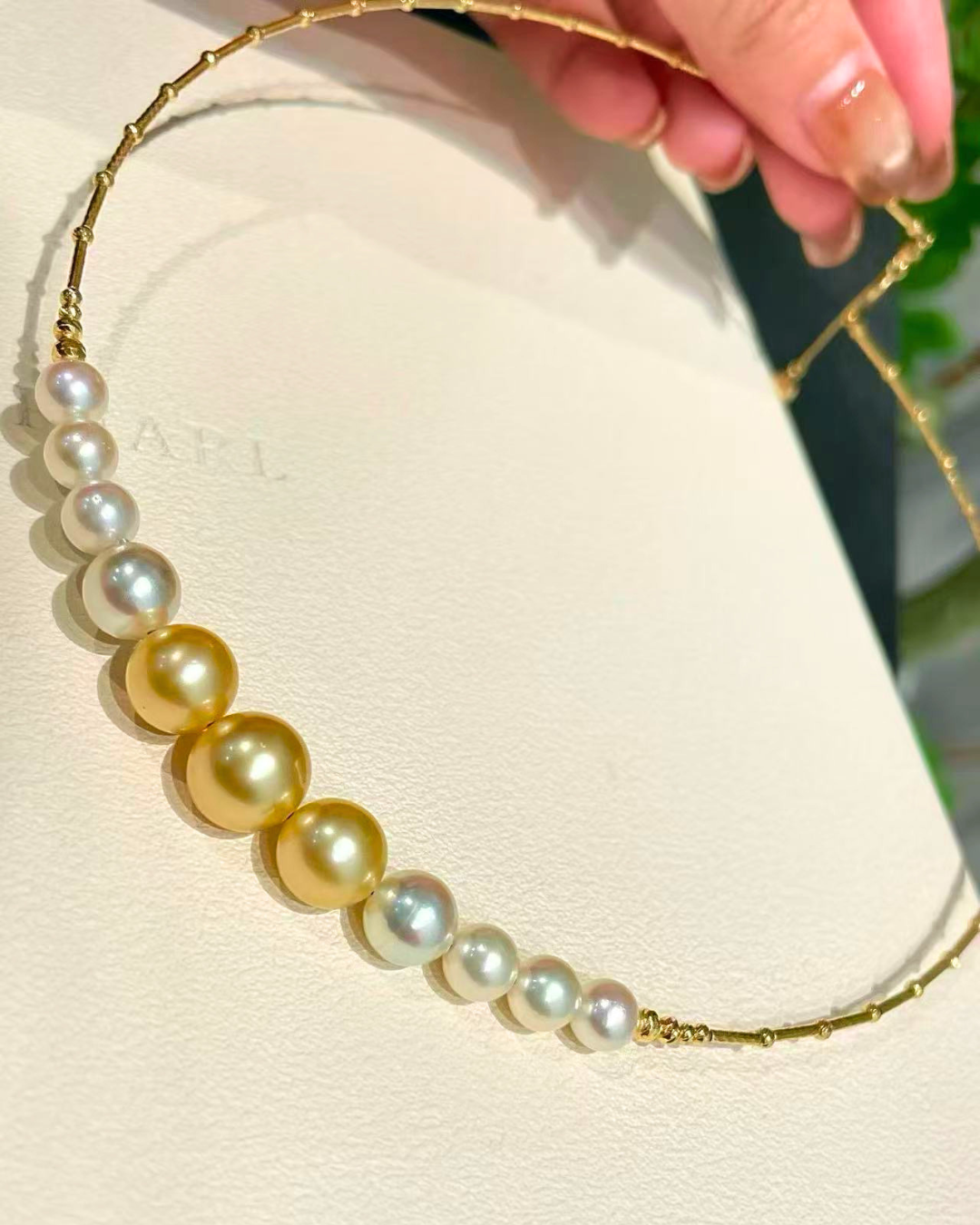 4A South Sea Golden Philippines & Akoya Round Necklace in 18K Gold - Graduated Necklace - Gold (6-10mm)