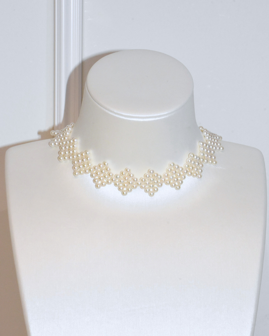 4A Freshwater Round Necklace in Silver 925 WG Plated - Pearly Silk - White (3 -4mm)