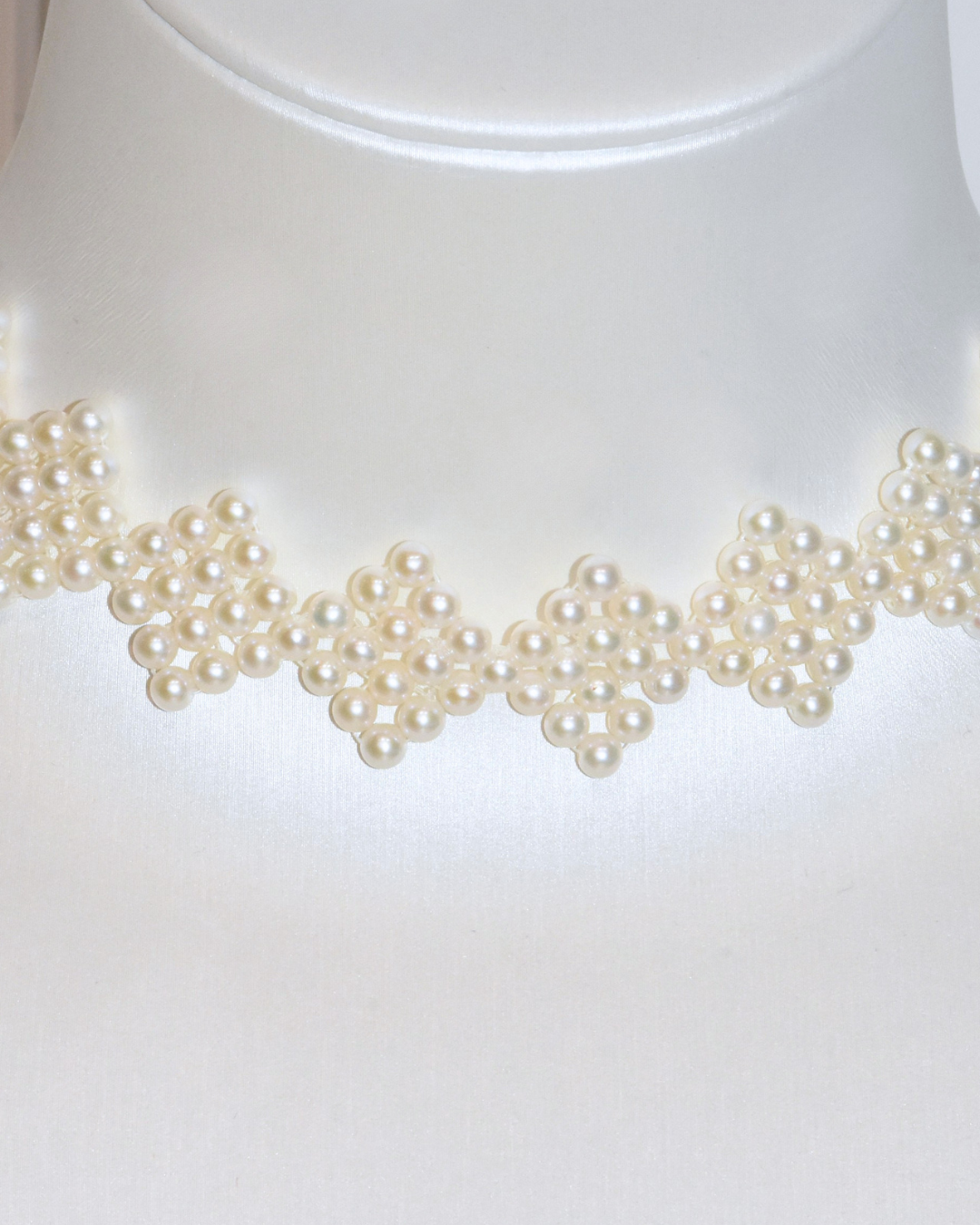 4A Freshwater Round Necklace in Silver 925 WG Plated - Pearly Silk - White (3 -4mm)