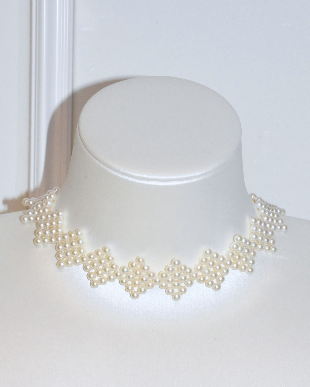 4A Freshwater Round Necklace in Silver 925 WG Plated - Pearly Silk - White (3 -4mm)