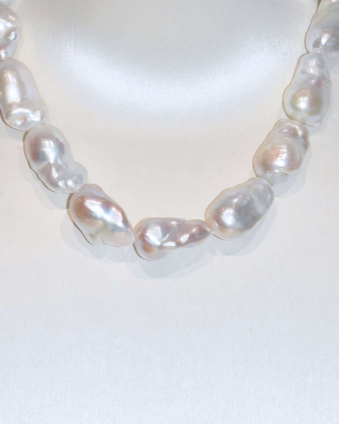 3A Freshwater Baroque Necklace in Copper - O Clasp with CZ - White (15 -19mm)