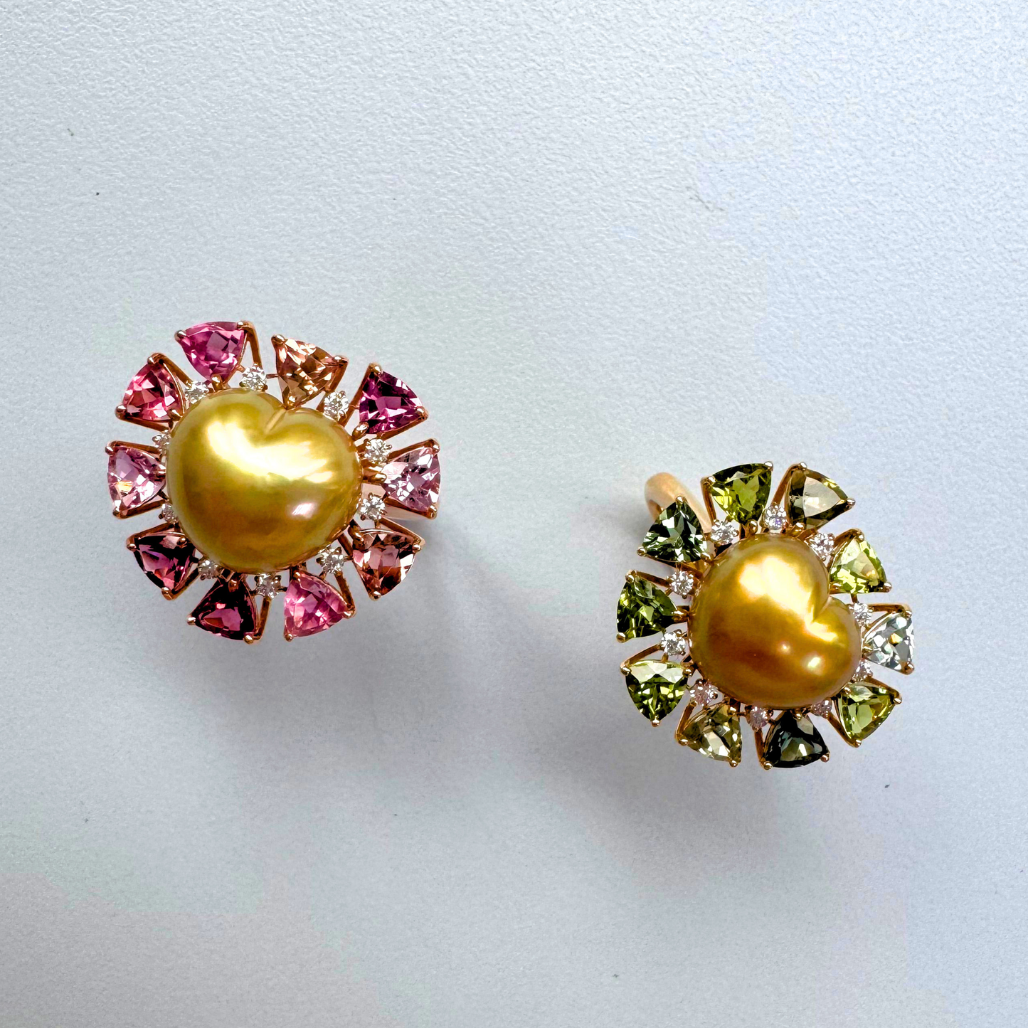 South Sea Golden Philippines Heart Ring in 18K Gold - with Natural Pink Tourmaline & Diamond - Gold (12mm) 2.52ct T / D0.151ct