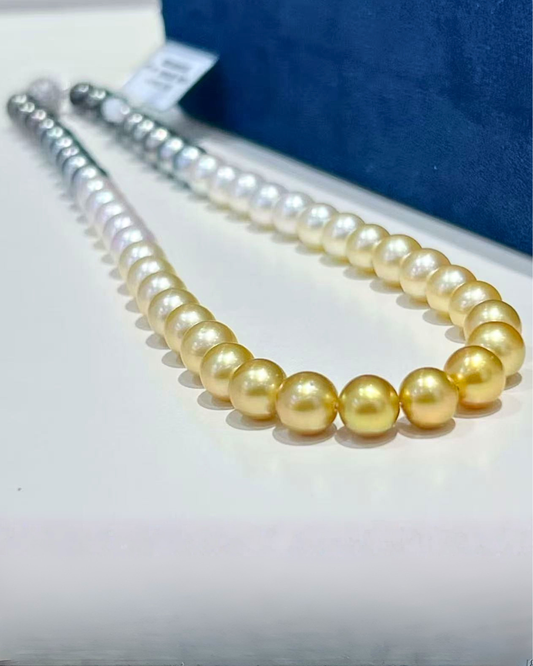 5A South Sea Golden Philippines, Akoya & Tahitian Round Loose Strand - Shikizai Three-Origin - Mixed (8-9mm)