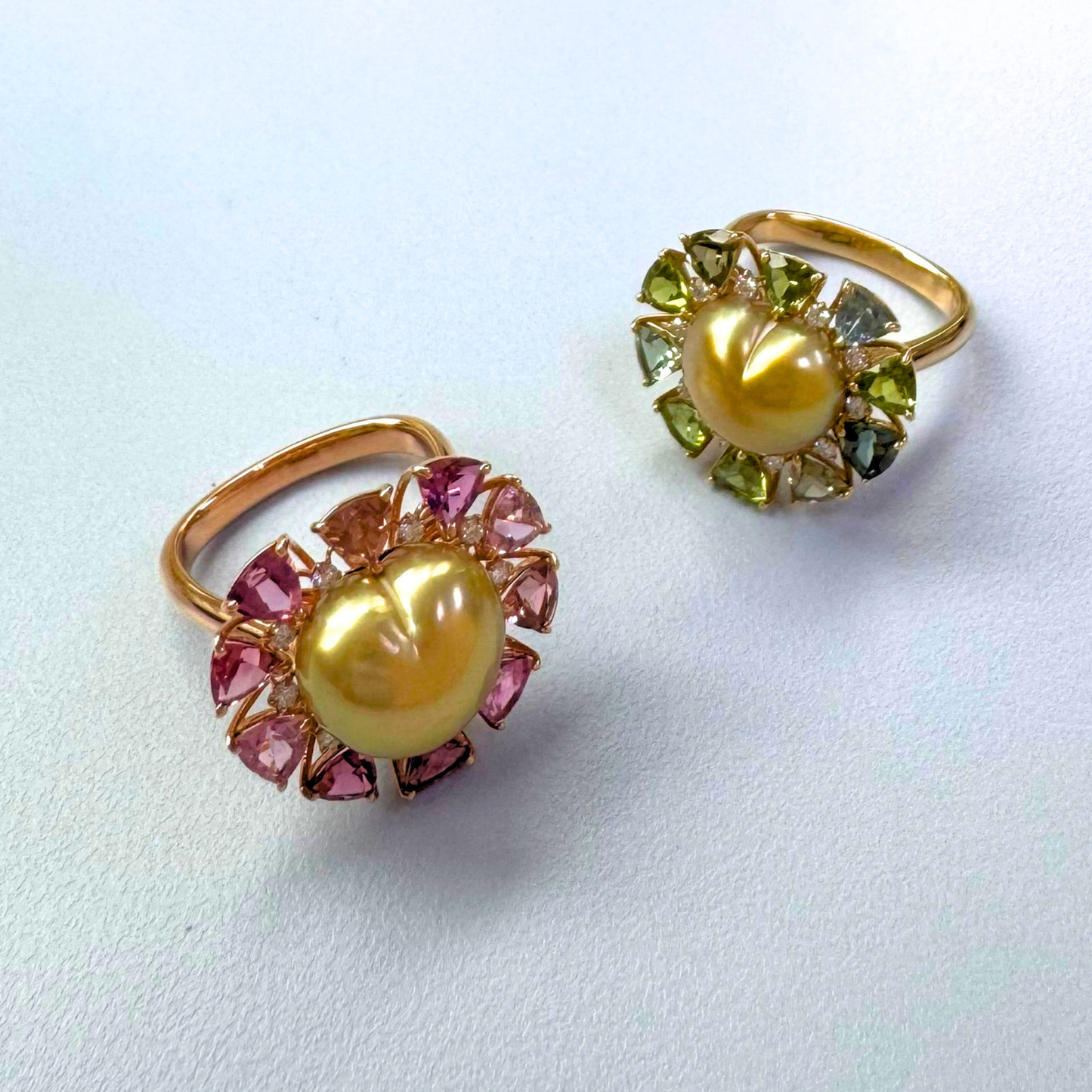 South Sea Golden Philippines Heart Ring in 18K Gold - with Natural Pink Tourmaline & Diamond - Gold (12mm) 2.52ct T / D0.151ct