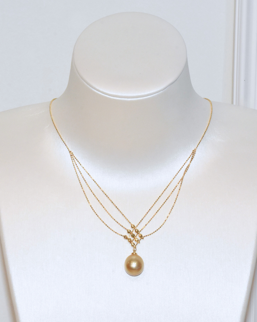 4A South Sea Golden Philippines Perfect Oval Shape Necklace in Silver 925 Gold Plated - Trident Necklace - Gold (12mm)