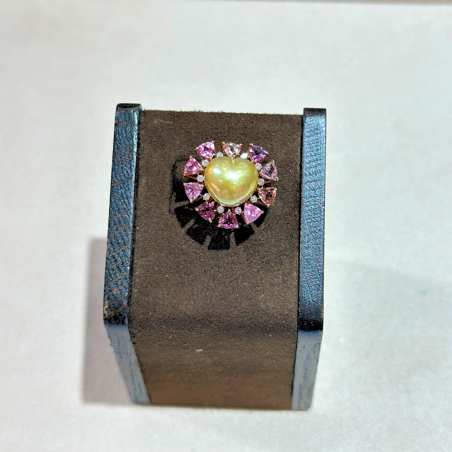 South Sea Golden Philippines Heart Ring in 18K Gold - with Natural Pink Tourmaline & Diamond - Gold (12mm) 2.52ct T / D0.151ct