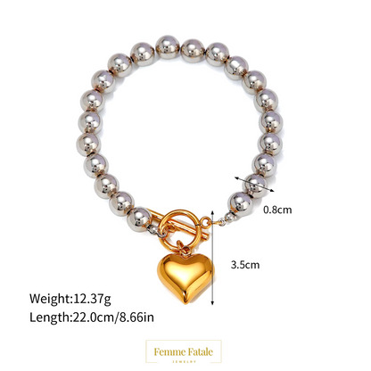 Two-Tone Dual Bliss Heart Bracelet