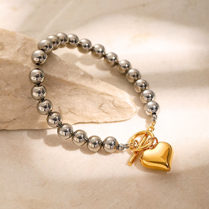 Two-Tone Dual Bliss Heart Bracelet