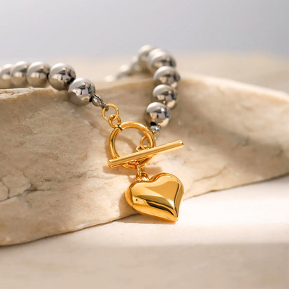 Two-Tone Dual Bliss Heart Bracelet