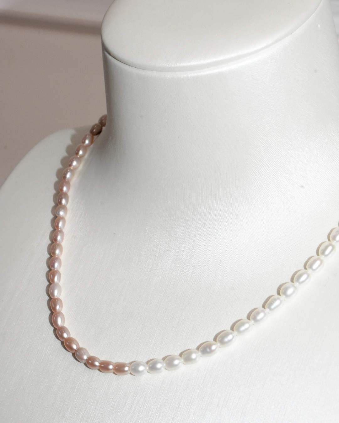 3A Freshwater Round Necklace in Copper - Heart Clasp - Mixed (3 -5mm)