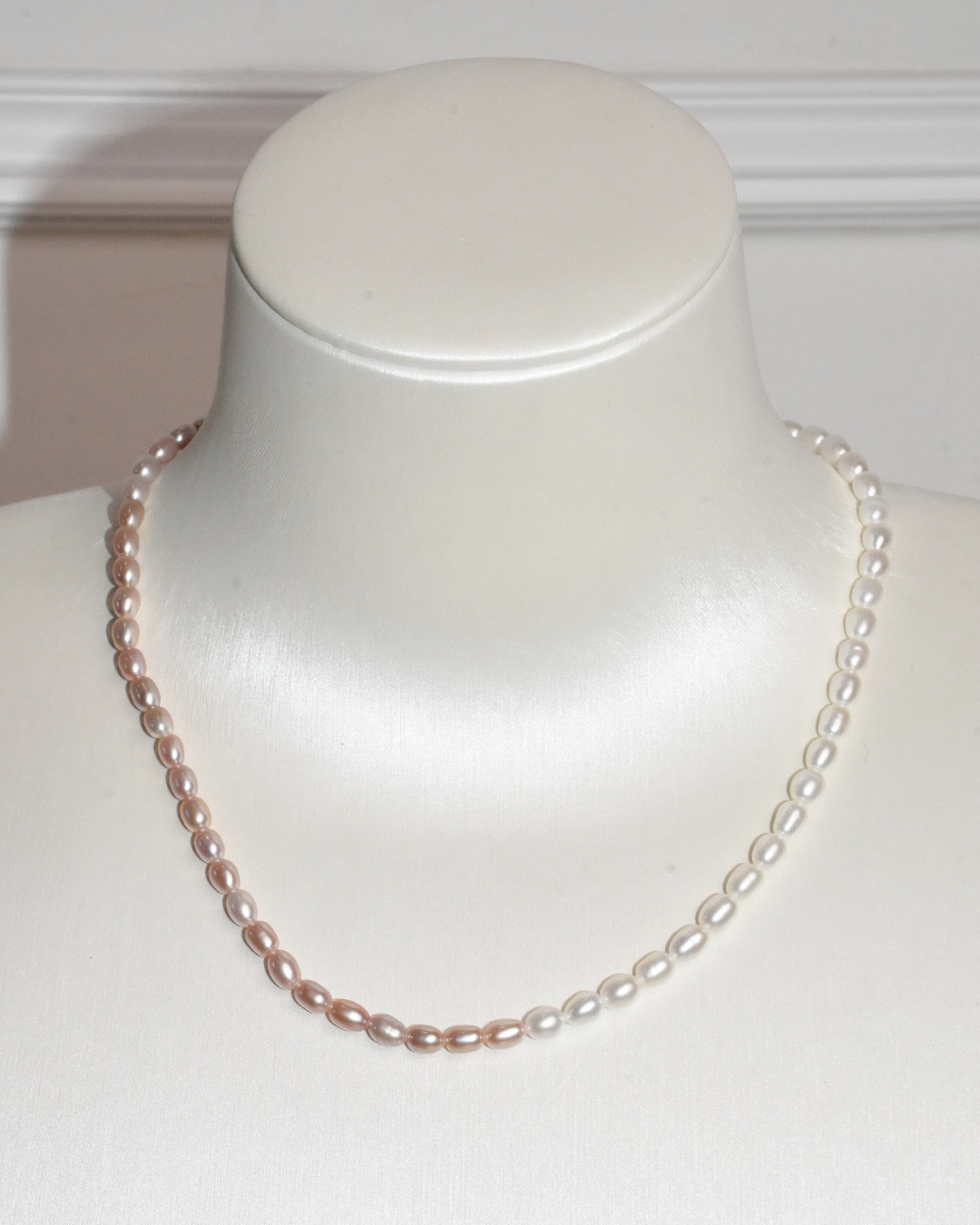 3A Freshwater Round Necklace in Copper - Heart Clasp - Mixed (3 -5mm)