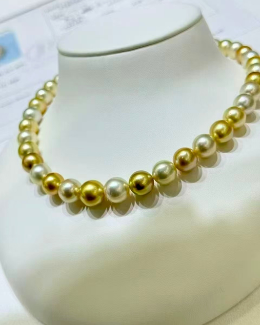 5A South Sea Golden Philippines Round Loose Strand with PSL Certificate - Gold (10.1-12.1mm)