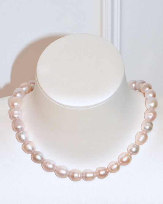 2A Freshwater Drop Necklace in Copper - Rose Overtone (9 -11mm)