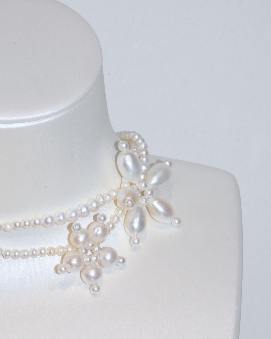 4A Freshwater Round Necklace in Copper - potato/round/rice Flower Necklace  - White (3 -13mm)