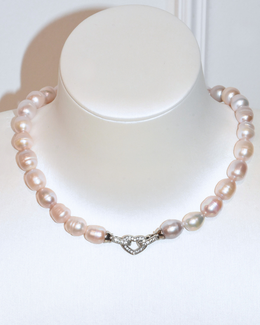 2A Freshwater Drop Necklace in Copper - Rose Overtone (9 -11mm)