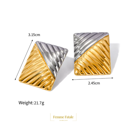 Two-Tone Elegance Chevron Studs