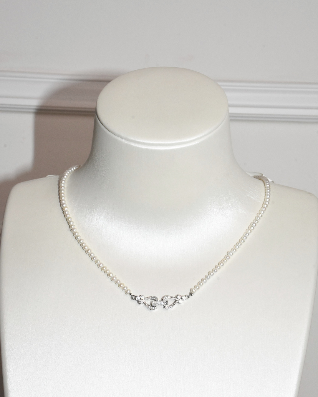 3A Freshwater Near Round Necklace in Copper - CZ Pendant  - White (3 -4mm)