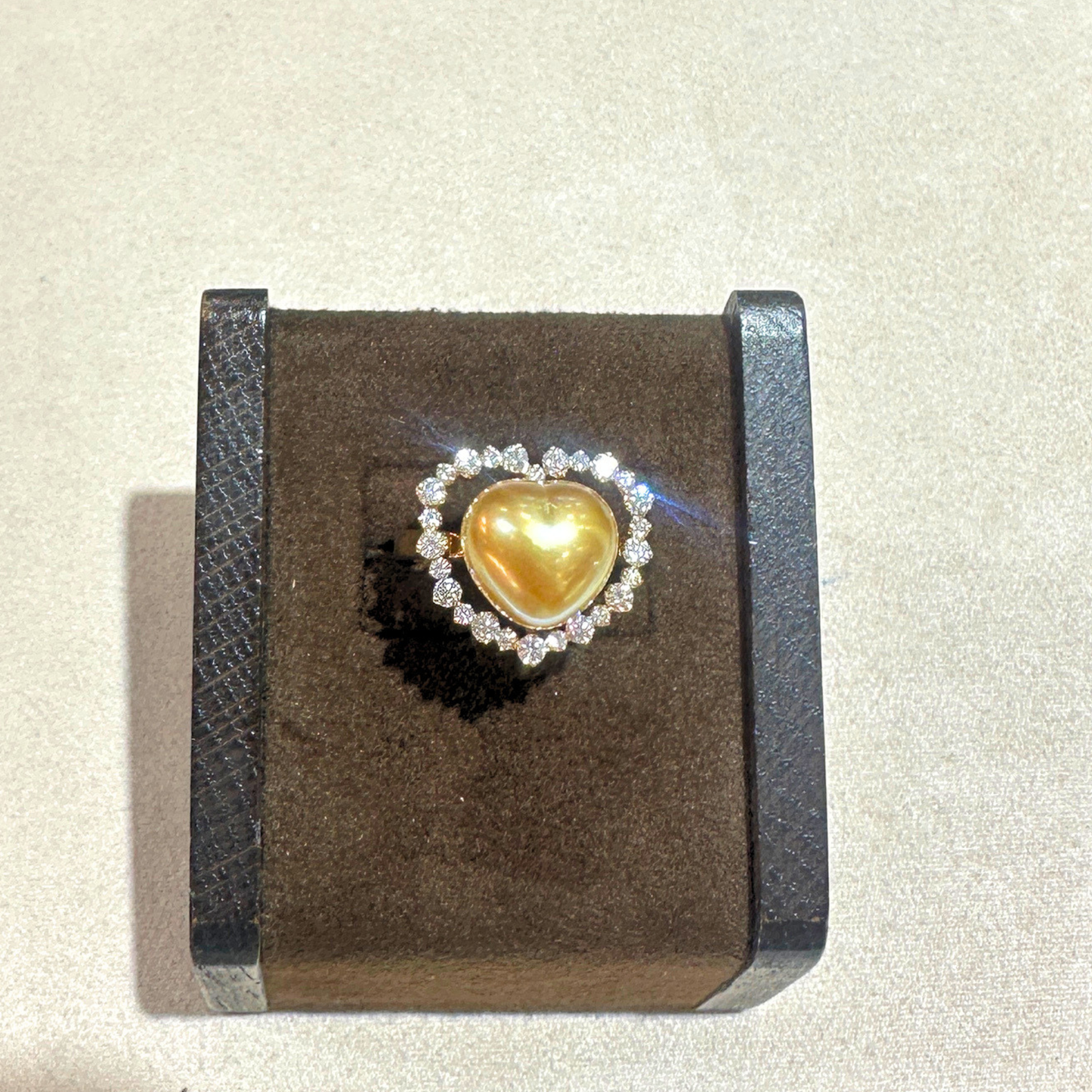 South Sea Golden Philippines Heart Ring in 18K Gold - with Natural Diamond - Gold (12mm) D0.69ct