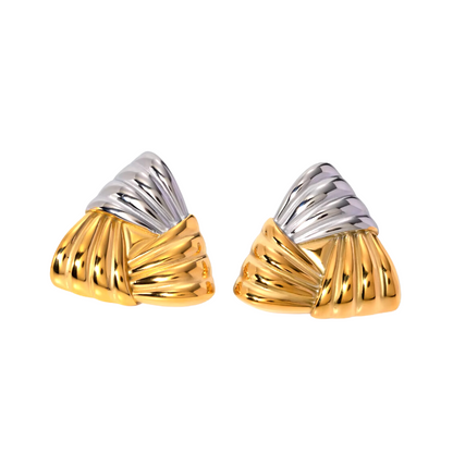 Two-Tone Triangle Chevron Studs