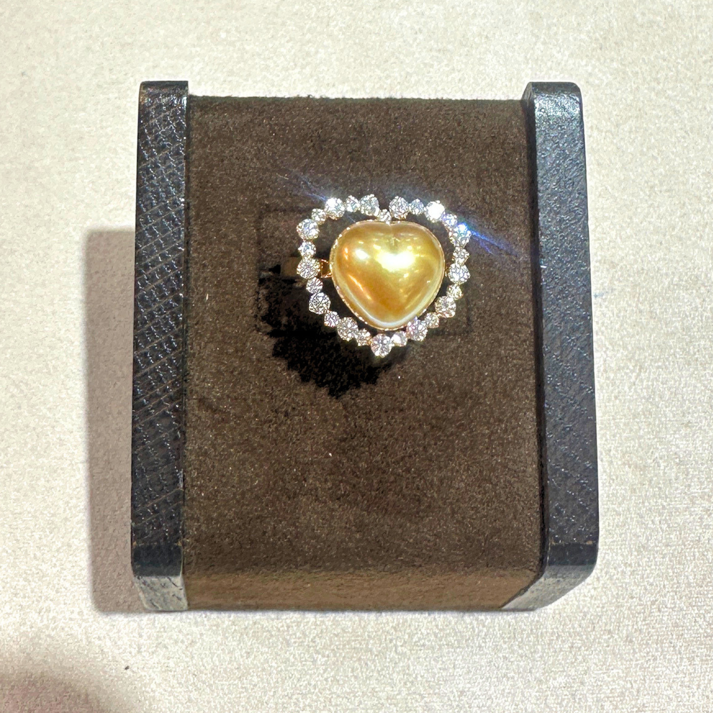 South Sea Golden Philippines Heart Ring in 18K Gold - with Natural Diamond - Gold (12mm) D0.69ct