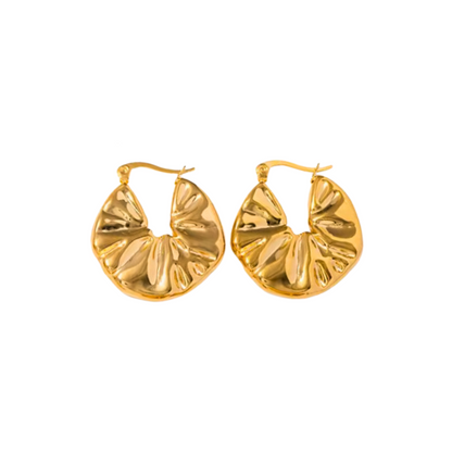 Gold Endocarp Plug Earrings with Orange Hue