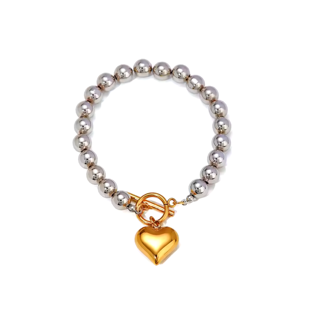 Two-Tone Dual Bliss Heart Bracelet