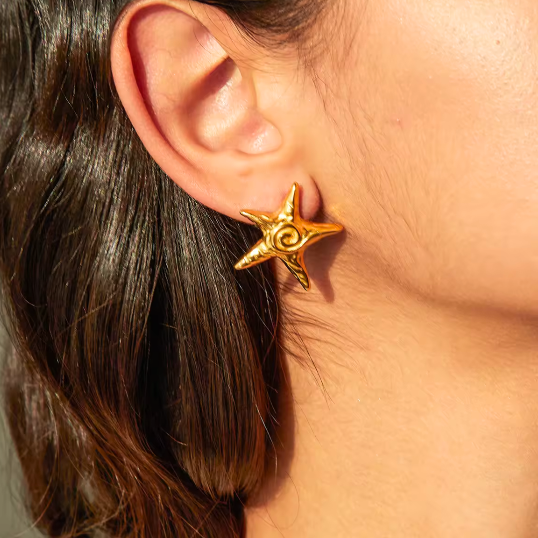 Celestial Lava Star Stud Earrings