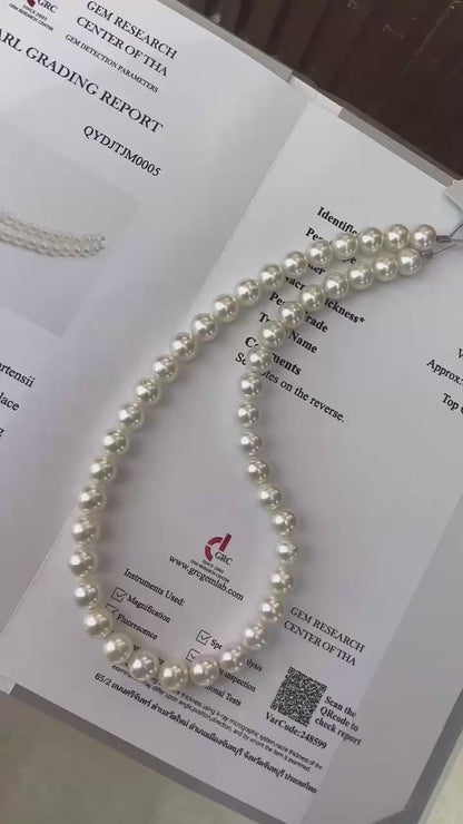 Akoya Pearl Necklace (8.5–9 mm, 19") with 18K Bow Knot Clasp